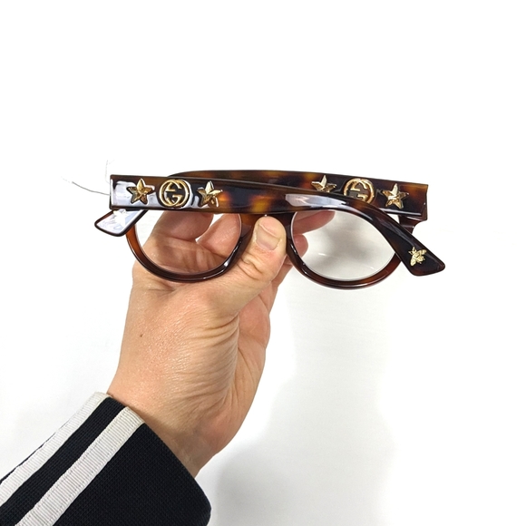 GUCCI Oval Acetate Glasses Frames Havana/Gold 48MM - Picture 5 of 6